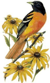 Maryland State Bird and Flower Baltimore Oriole and Black eyed Susan Counted Cross Stitch Pattern Arts, Crafts & Sewing