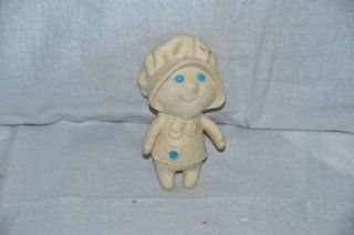 Pillsbury Dough 5" Rubber Doll Squeezable with Turnable Head. Highly Collectible (Looks Like Pillsbury Boy but with Bonnet and Dress On. 