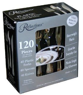 Reflections "Looks Like Silver" Plastic Silverware 120 Piece Set 40 Plastic Forks, 40 Spoons, 40 Knives Health & Personal Care