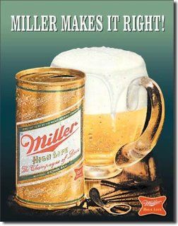 Miller Makes It Right Tin Sign, 13x16   Prints