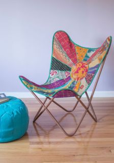 Relaxed and Ravishing Butterfly Chair in Patchwork  Mod Retro Vintage Decor Accessories