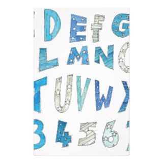 BlueLettersandNumbers Personalized Stationery