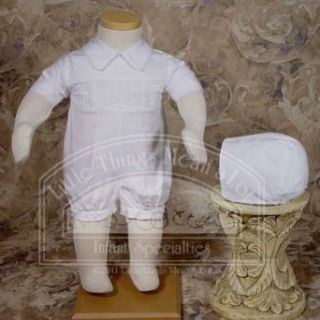 Baby Boys White Cotton Smocked Christening Baptism Outfit Set 3 12M Infant And Toddler Christening Apparel Clothing