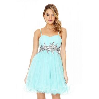 Quiz Aqua Chiffon Sequin And Jewel Prom Dress