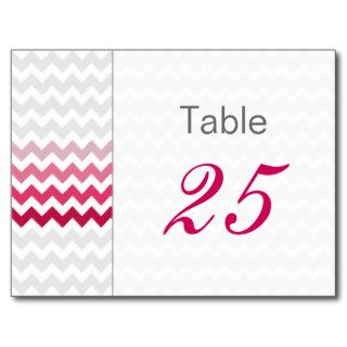 Mod chevron Pink Ombre wedding table numbers Post Card