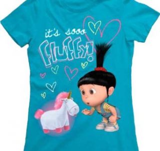 Despicable Me Fluffy Juniors Lightweight Turquoise T Shirt (XXL) Clothing