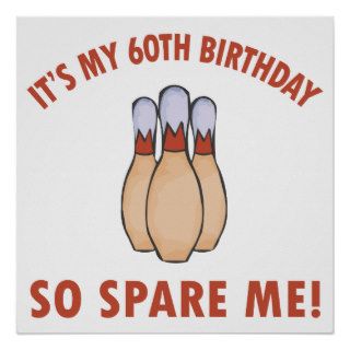 Funny Bowling 60th Birthday Gifts Poster