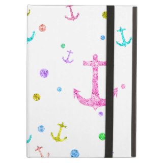 Glitter Neon Nautical Anchors Polka Dots Pattern iPad Air Covers