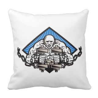Strongman With Dumbbell In Chains Throw Pillow