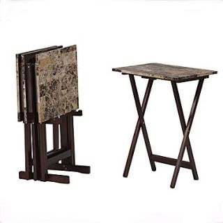 Linon Faux Marble Tray Table Set, Brown  Make More Happen at