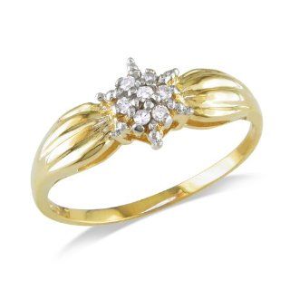 10k Yellow Gold Diamond Ring (0.04 Cttw, J K Color, I3 Clarity) Jewelry