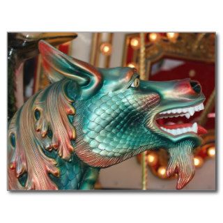 dragon head carousel ride fair image post cards