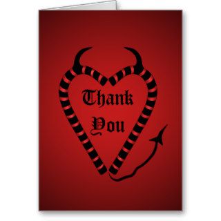 Devilish candy cane heart Christmas thank you Greeting Cards