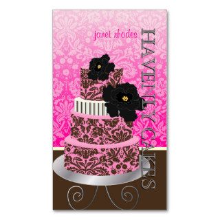 PixDezines Pink Chocolate damask cake/pâtisserie Business Card Template