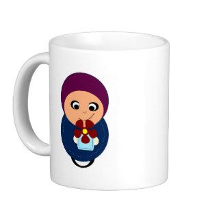 Little muslim girl purple hijab hijabi cartoon mugs