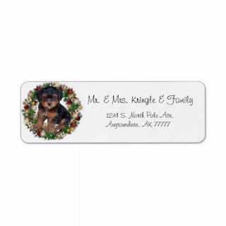 Christmas Wreath Yorkshire Terrier Gift Labels