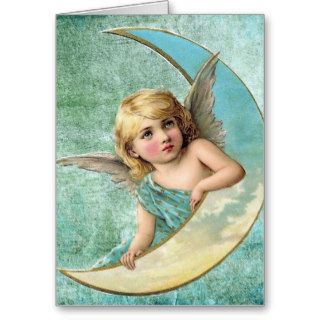 Victorian Angel and Moon Vintage Illustration Card