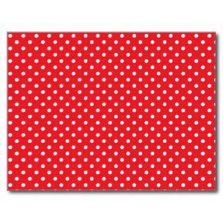 White polka dot on red background post cards