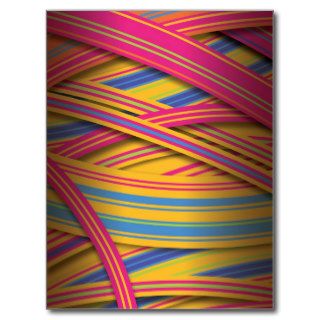 Striped ribbons in bright colors post cards