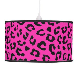 Pink and Black Leopard Print Spots Lamps