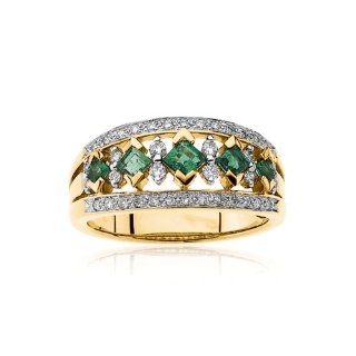 2.5 Carat Emerald and 1/4 Carat Diamond Gold Anniversary Band Jewelry