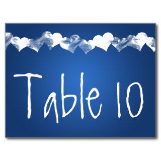 Table Number Grunge Hearts Blue Post Card