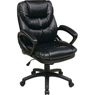 Office Star Work Smart™ Faux Leather Mid Back Managers Chair, Black Chocolate  Make More Happen at