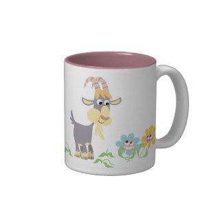 Cute Cartoon Goat and Flowers Mug