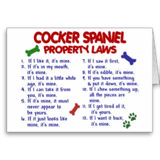 COCKER SPANIEL Property Laws 2 Greeting Card