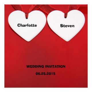 Red Themed Whimsical Hearts Wedding Related Event Invitations