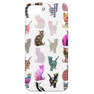 Girly Whimsical Cats aztec floral stripes pattern iPhone 5 Case