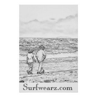 Walking On a Beach Coloring Book Poster