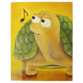 Cute Turtle With Music Note Oil Painting Puzzle