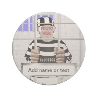 Personalized funny face Convict template Beverage Coasters