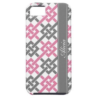Pink and Gray Garden Lattice Print iPhone 5 Cases