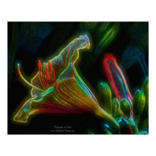Psychedelic Lily Digital Art Floral Poster Print