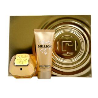 Paco Rabanne Lady Million Women Gift Set (Eau De Parfum Spray, Sensual Body Lotion)  Million Lady Perfume  Beauty