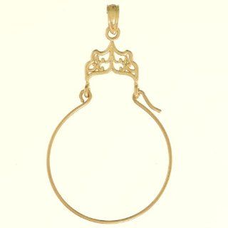 14k Gold Celestial Necklace Charm Pendant, Filigree Charm Holder Million Charms Jewelry
