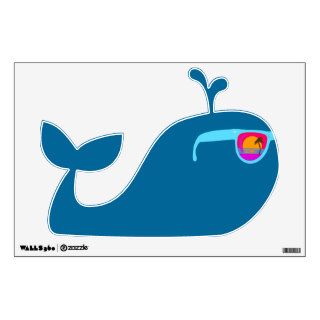 So Cute Hipster Whale in Sunglasses Wall Graphics