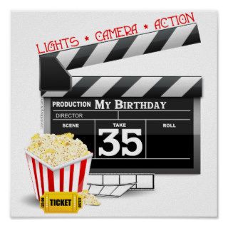 35th Birthday Hollywood Movie Party Poster