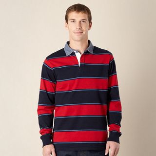 Maine New England Navy block striped rugby shirt