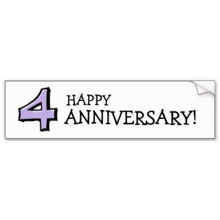 Silly Number 4 lavender white Anniversary Sticker Bumper Stickers
