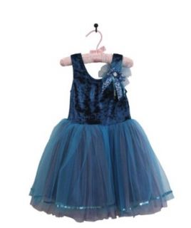 Miss Princess Blue Ribbon Sleaveless Velour Dancewear Clothing