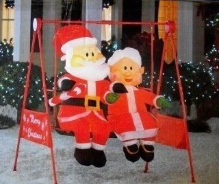 Mr. & Mrs. Claus Porch Swing Animated Christmas Inflatable   Holiday Figurines