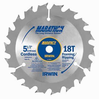 Irwin 14027 Marathon 5 1/2" x 18 Tooth Framing/Ripping Cordless Circular Saw Blades   Change Gears  