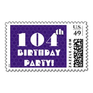 104th Birthday Party Big Bold Purple White W1233 Stamps
