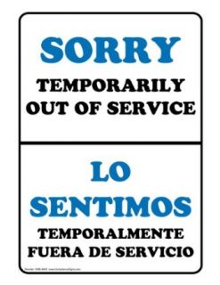 ComplianceSigns Aluminum Restroom Closed / Out of Order Sign, 14 x 10 in. with English + Spanish Text, White