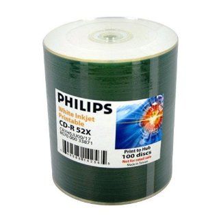 600 Philips 52x CD R 80min 700MB White Inkjet Hub Electronics