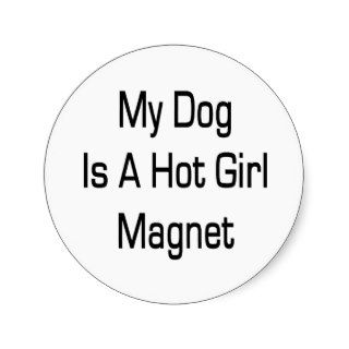 My Dog Is A Hot Girl Magnet Round Sticker