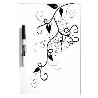 Black & white vector ivy swirl branch silhouette dry erase boards